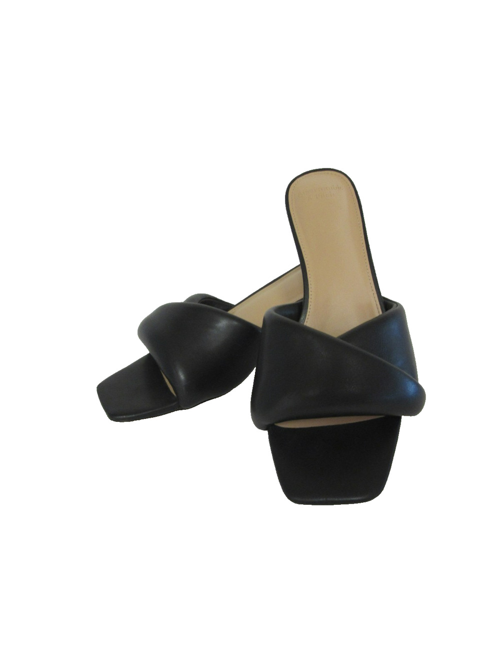 ABERCROMBIE & FITCH Black Slip On 8 Criss Cross Vamp Open Toe Heeled Slides